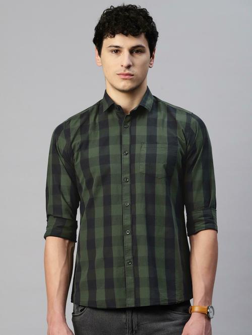 Buy FIFTH ANFOLD Checkered Slim Fit pure cotton full sleev spread collar shirt Online at Best