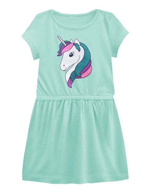 Buy A.T.U.N. Girls Unicorn Print Mint Dropwaist Dress Online at Best ...