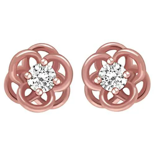 Giva Sterling Silver Rose Gold Woven Flower Studs For Women