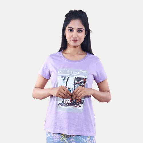 Rad Prix Women Lilac Printed T-shirt