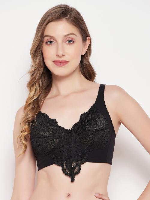 Clovia Black Solid Lace Everyday Bra