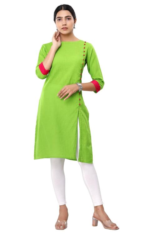 VIHAAN IMPEX Women Solid Cotton Blend Straight Kurta  