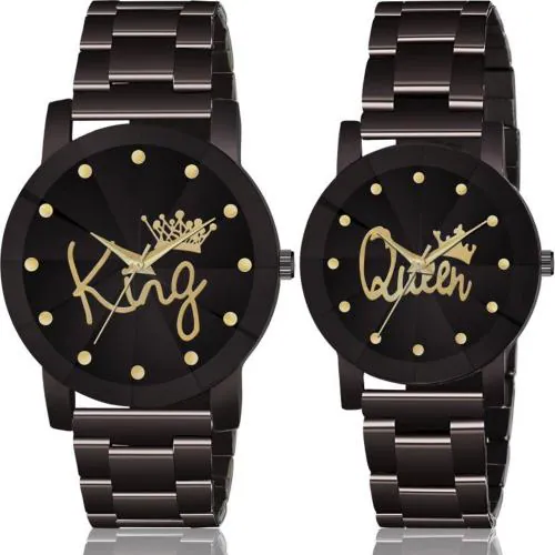 Skylark Crystal-King Queen-Chain-Couple Premium Quality Designer Fashion Analog Watch - For Men & Women Couple watches
