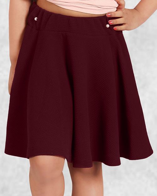 ADDYVERO Solid Girls Flared Maroon Skirt
