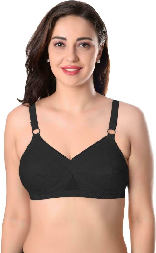 Featherline Women Black Solid Pure Cotton Non-Padded Bra (42B)