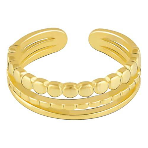 Giva Sterling Silver Adjustable 18K Gold Plated Layered Ring