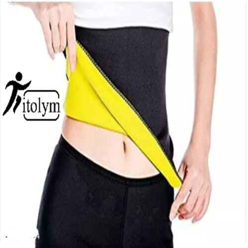Fitolym Black Hot Body Shaper Nylon Spandex Stomach Fat Burner, Weight Loss Cincher for Women & Men