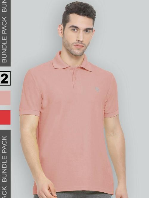 Lux Nitro Combo Pack Polo T-shirt For Men-Cameo Brown & Red