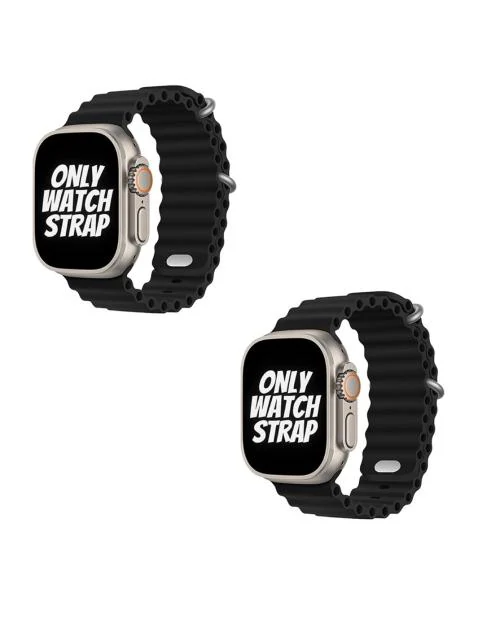 SPY TECH Watch Band - Ocean Band - 49mm - Black-Black - One Size (Fits Most)_Pack of 2