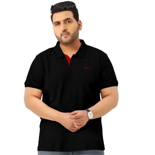 TAB91 Men's Polo Solid Plus Size BLACK 4XL T-shirt