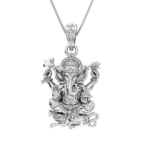 Akshat Sapphire Pure Silver God Ganesh Pendant Suitable For Men and Women