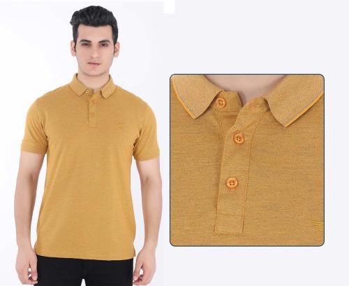 BONGEAR Men Mustard Solid Cotton Blend Polo Neck T-Shirt Yellow,L (Pack of 2)