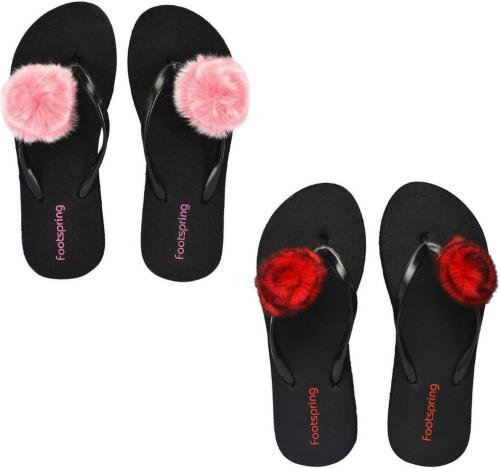 Footspring Girls Flip Flop Slippers (Pink, Red)
