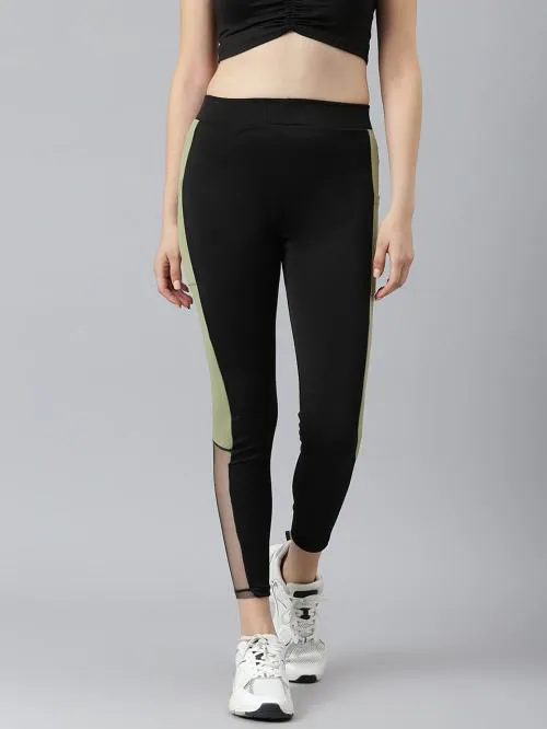 Aarika Women's Black-Light Green Color Track Pant