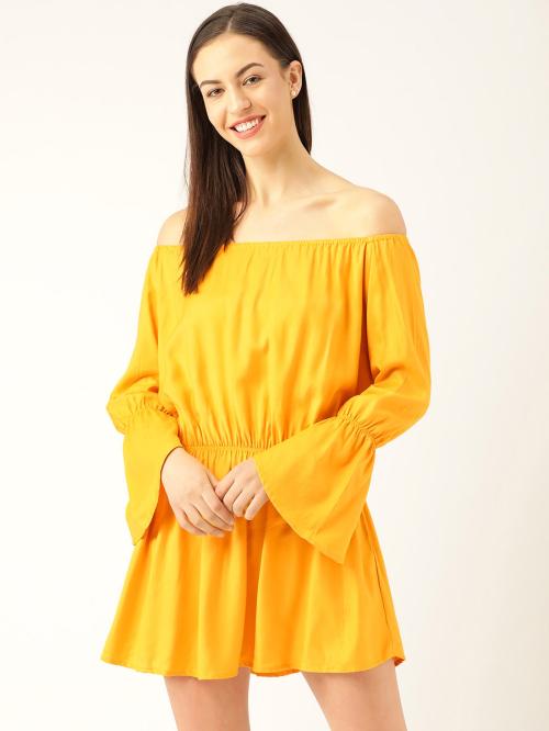 Buy Qsymia Qsymia Women Mustard Off Shoulder dress (UAD12S) Online at Best Prices in India