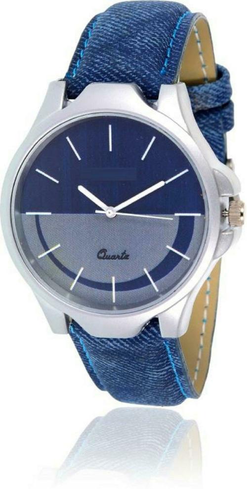 Miss Perfect Leather Half Shade Wrist Analog Watch Blue Dial Blue Strap for Men
