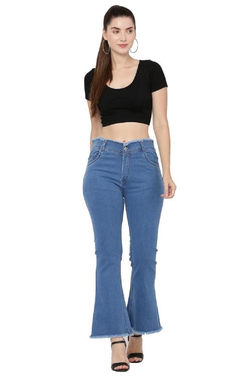 Buy DEHLIZETRENDZ Womens Reguler High Waist Bell Bottom Jeans
