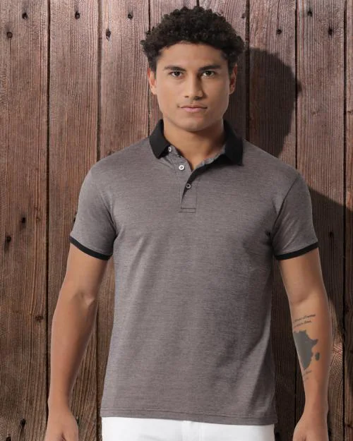 My Swag Men's Brown Color Solid Regular Fit Outdoor 100% Mercerized Cotton Polo T-Shirt