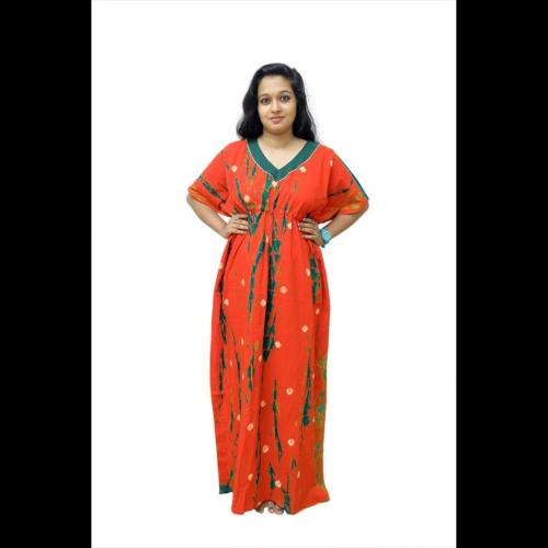 Kavz Women's Cotton Printed Maxi Nighty