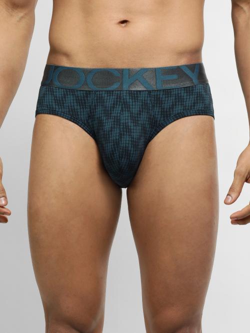 Jockey IC29 Men's Petrol Base Printed All Over Print Nylon Briefs