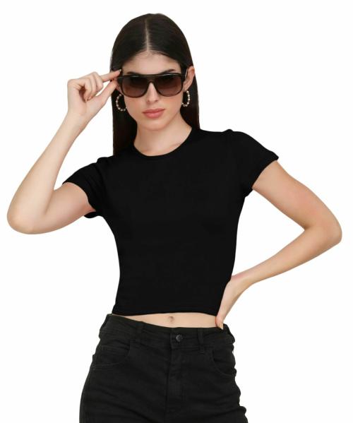 AD2CART VA5000 Women Round Neck Butterfly Sleeve Stylish Crop Top for Women