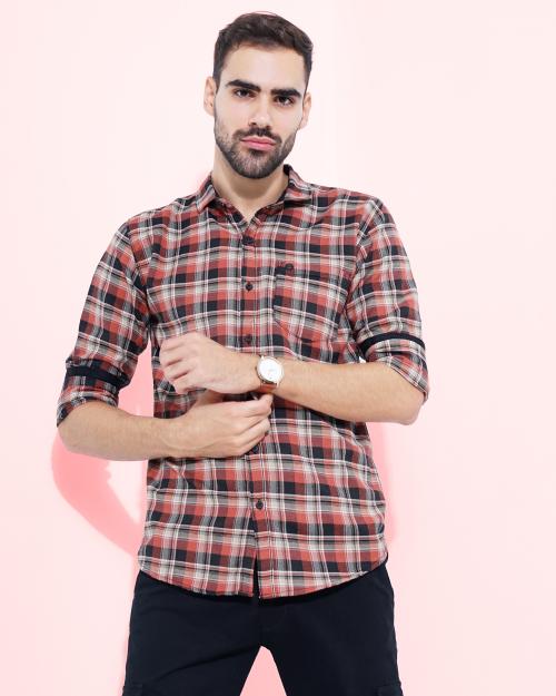 Camisa Men's Yarn Dyed Cotton Blended Checked Shirt