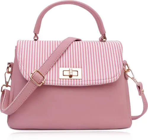 Dotiq Pink Pu Extra Spacious Handbag For Women