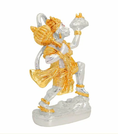 Trishty Lord Hanuman ji With Kailash Parvat 999 Gold & Silver Plated Murti