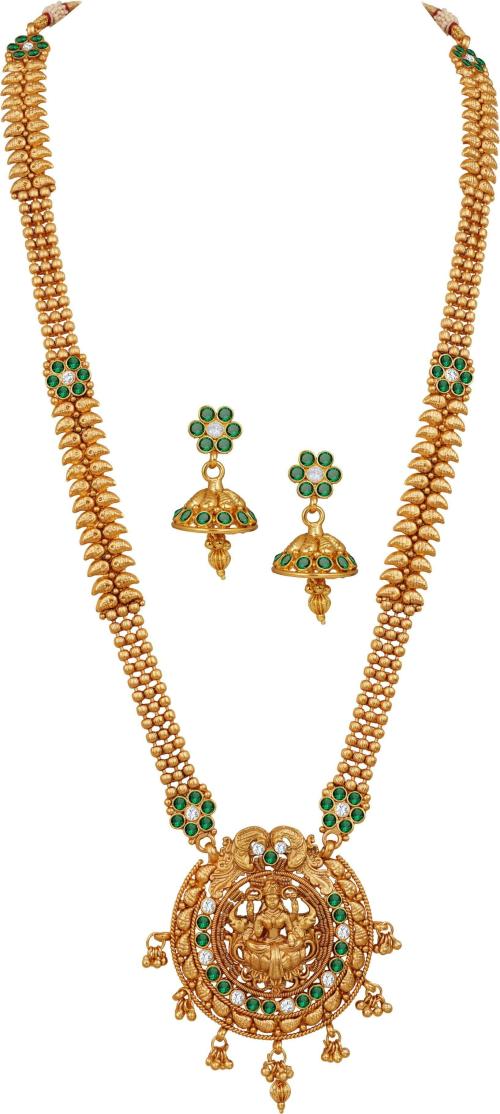 TAP Fashion Copper Jewellery Set (Gold, Green) JioMart