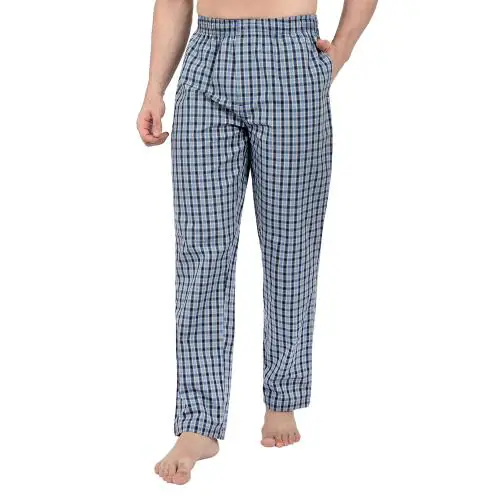The Cotton Company Men's Multicolor Checkered 100% Cotton Pajama Lounge Pants (Large)