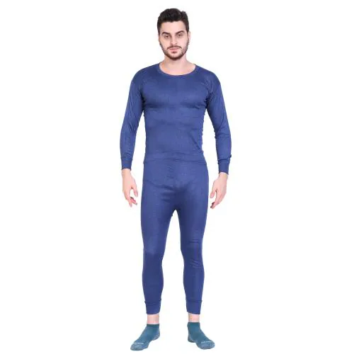 SDGP Fashion Men's Cotton Thermal Set Fleece Winter Body Warmer Thermal Top Pajama and Bottom Suit Combo Set Body Warmer for Man, Men Body Wormer-Blue