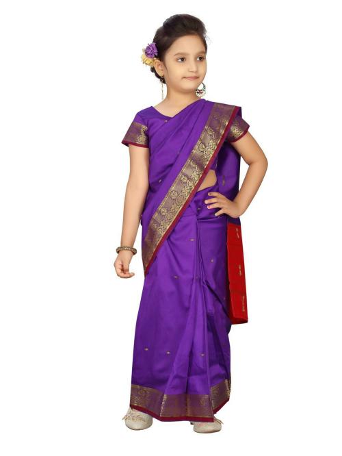 Aarika Girls Purple Colour Saari
