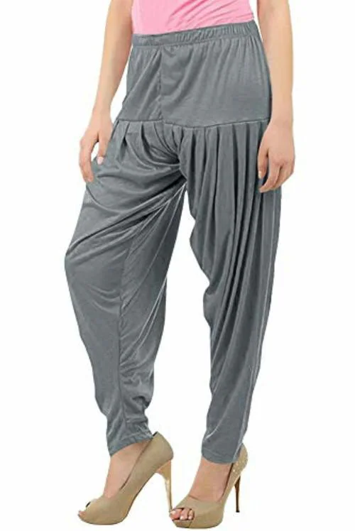 Buy That Trendz Women Grey Solid Cotton Viscose Lycra Patiala Pants