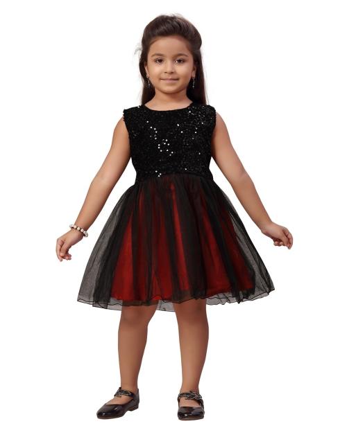 Aarika Girls Red Color Nylon Frock
