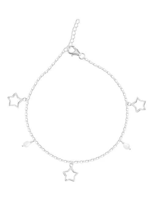 CLARA Sterling Silver Star and Pearl Anklet (Women)