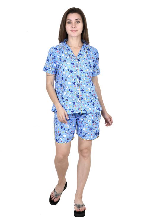 Redglo Girls Top & Shorts Set Blue Printed-Blue