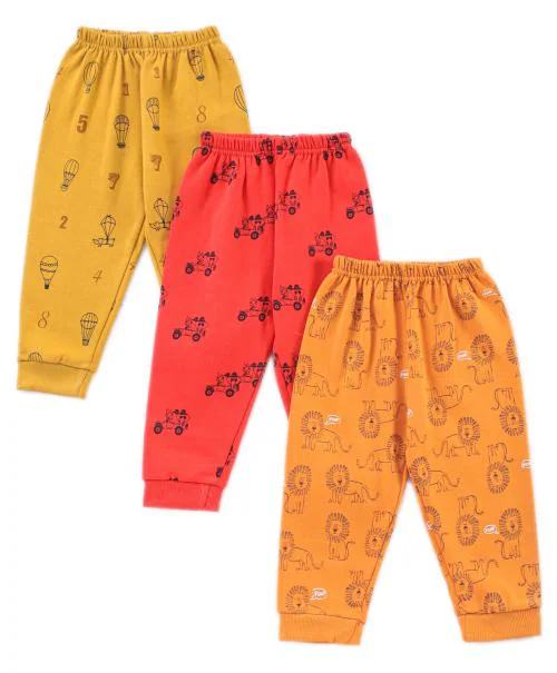 ANGAAKAR CLOTHINGS Baby Boys Cotton Warm Pajamas for Kids Woolen Track Pant Inside Fleece Legging Girls Regular Wear Bottom Combo Pack of 3