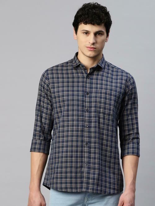 Buy FIFTH ANFOLD Checkered Slim Fit pure cotton full sleev spread collar shirt Online at Best