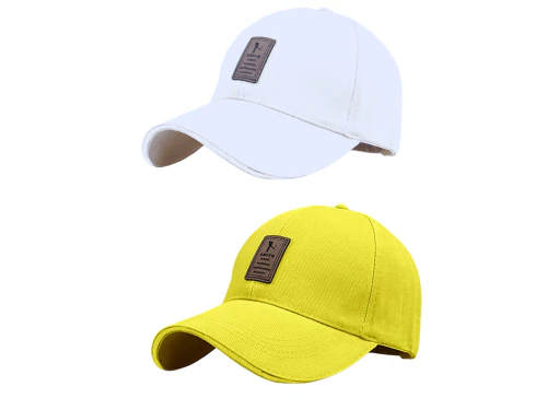CLASSYMESSI EDIKO Cap Combo Pack of 2 Cotton Cap for Men's and Women's YELLOW WHITE