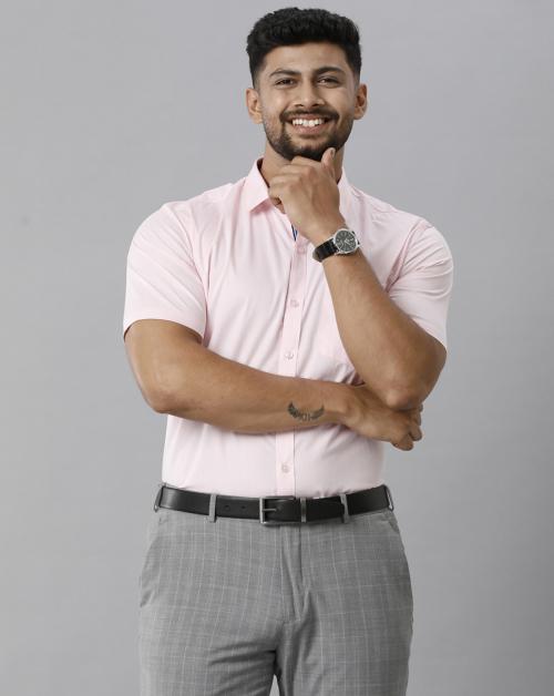 Ramraj Cotton Mens Pink Half Sleeve festive Shirts