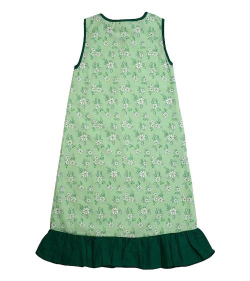 Natkhat Kids Girls Green Cotton One Piece Night Wear with a Side Pocket and Frills 5 - 6 Years