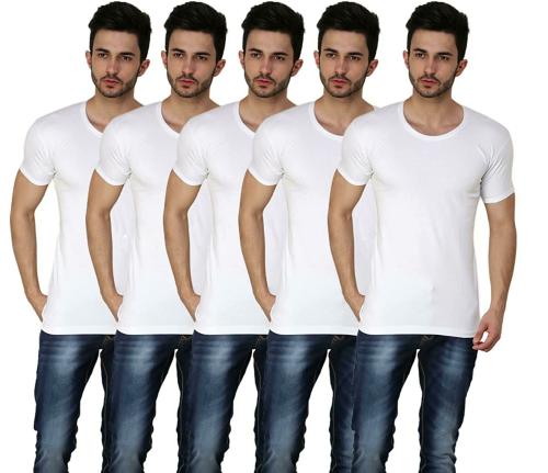 Prince Men White Cotton Pack of 5 Vest (XXL) | Super Deluxe RNS