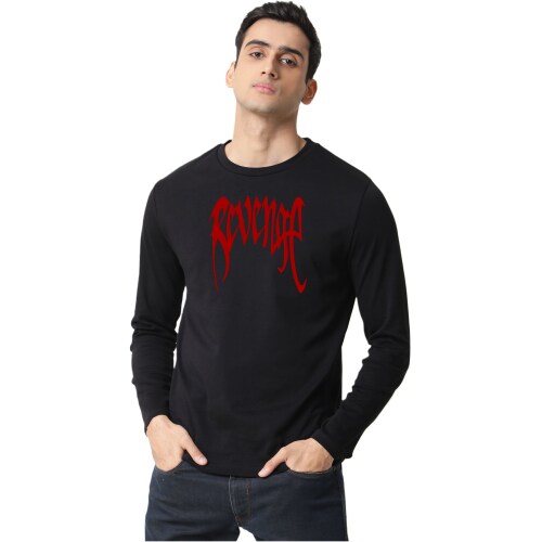 Black - Large Revenge Full Sleeves T shirt For Men TeesTheDay