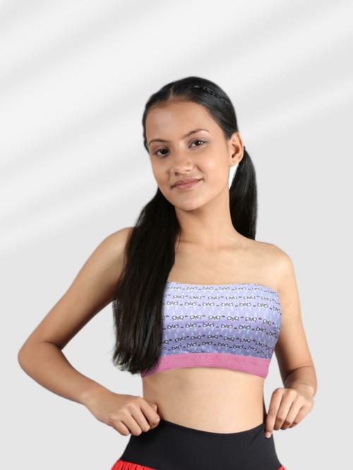 Dchica Bunny Print Slip-on Non Wired Non Padded Seamless Full Coverage Tube Bra for girls - Pack of 1