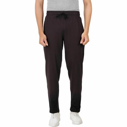 Feel Track Men Brown Solid Pure Cotton Track Pants (M)