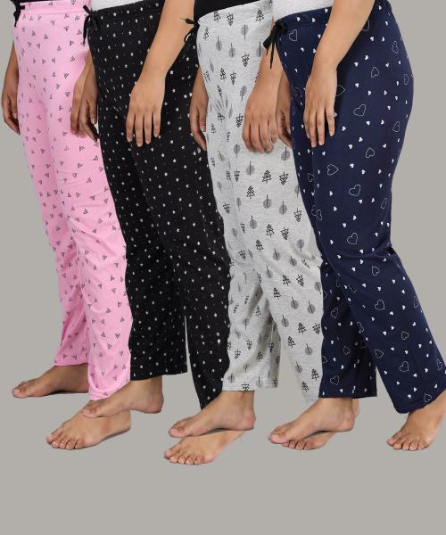 Christy World Women Multicolor Printed Pack of 4 Pyjamas