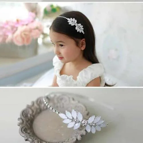 Diversa Stylish Gemstone Headband for Women Baby Kid Girls, with Crystal and White Gemstone, Perfect for Wedding, Party & Festivals