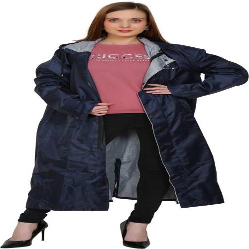 Buy YOUTH ROBE Women Dark Blue Solid Polyester Raincoat XL Online at