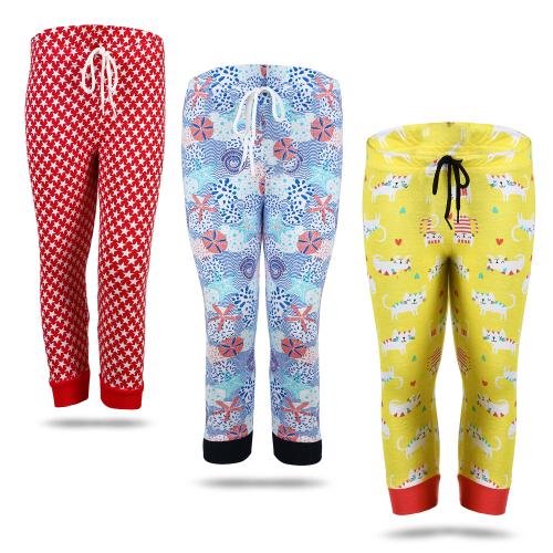 Savage Girls Joggers Pack of 3 Cotton Jogger Pants for Girls of 11 to 12 years old, Waist 27cm|Kids Botttom wear|Cotton Joggers for Girls|Regular Fit|Assorted Colors