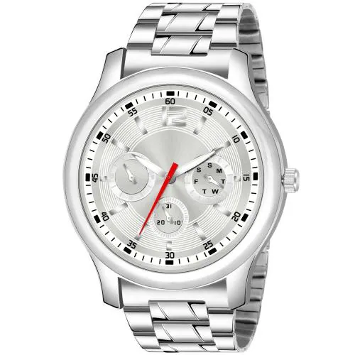 KIARVI GALLERY Silver Dial Stylish Metal Strep Analog Watch For Men and Boy